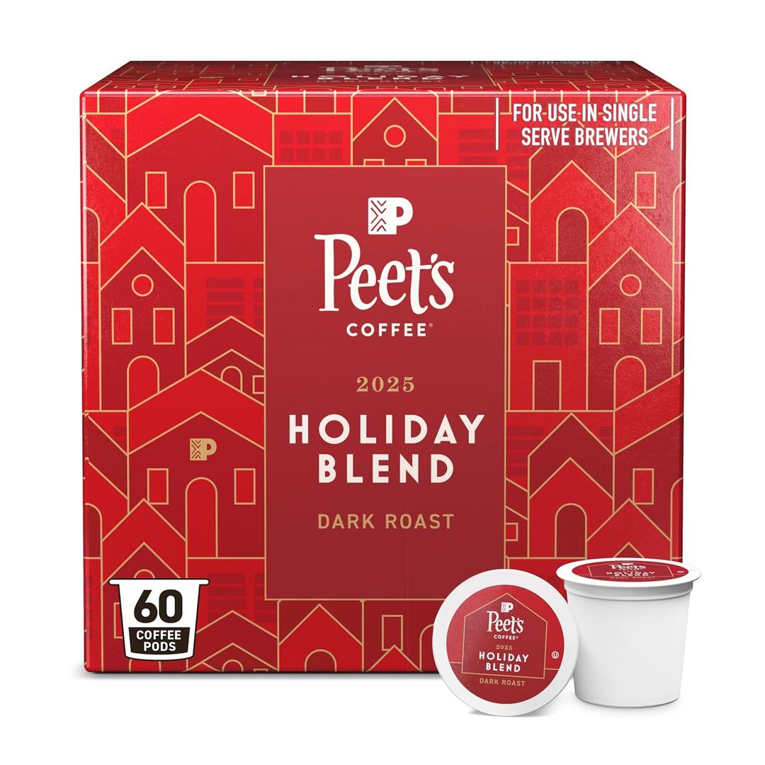 Peet's Coffee, Dark Roast Keurig K-Cup Pods - Holiday Blend 60 Count (6 Boxes of 10 K-Cup Pods)Best By: 08.09.2026