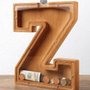 Wooden Letter Piggy Bank for Kids Boys Girls Large 26 Alphabet Money Bank Personalized Custom Name Transparent Saving Coin Bank, Perfect Christmas,Birthday Gift for kids Adults and Home Decoration (Z)