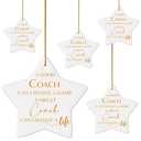 4 Pcs Coach Ornaments Thank You Coach Gifts Cheer Appreciation Gift for Women Men to Hang on Christmas Tree, Wall
