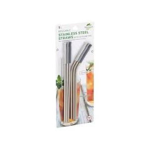 Biosmart Reusable With Silicone Tips Stainless Steel Straws & 
Core Home Steak Knives, 6 pc 