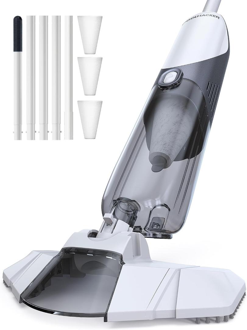 [Patent] POOLHACKER Cordless Handheld Pool Vacuum for Above Ground Pool & Inground Pools, Pool Vacuum Cleaner Flexible Head for Curved, 18.5 GPM Strong Suction, 1-Click Debris Emptying, Rechargeable