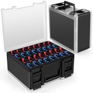 RISOU Sturdy Miniature Figure Storage Carrying Case for Standard Sized Figures - 128 Slot Miniature Figure Box Compatible with 40k,D&D and More.(CASE ONLY) (Black)