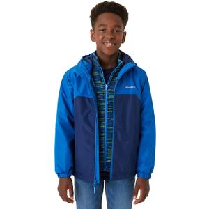 Eddie Bauer Boys' Jacket - Lone Peak Waterproof 3-in-1 Insulated Windbreaker Coat with Removable Fleece Lining, Kids Size 7/8 (Blue)