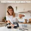 KIVRA Milk Frother and Steamer 350ml | 4 Mode cold foam maker for Hot and Cold Drinks | Durable Non Stick Milk Frother for Coffee Lovers Includes 1x Whisk, Measuring Cup, String Bag & Brush