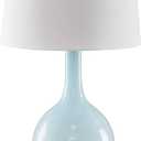 Signature Design by Ashley Rylanton Table Lamp, Tall 28.5 Inch Coastal Accent Light, Glass and Fabric Construction, Ideal for Living Room and Bedroom, Aqua Finish