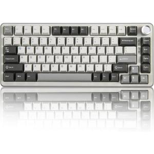 YUNZII B75 PRO Wireless Mechanical Keyboard,75% Layout with Knob,Hot Swap Gasket Custom Structure,Creamy Pre-lubed Switches,RGB Backlit,Bluetooth/Type-C/2.4G for Win/Mac(Milk Switch,Grey)