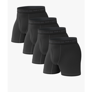 Pair of Thieves Soft Cotton Boxer Briefs for Men Pack (4 Pack) - Tagless Mens Underwear for All-Day Comfort and Support, L