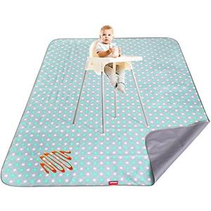 Extra Large Splat Mat 42"×46” Waterproof Non Slip Floor Splash Mat for Under High Chair, Messy Mat and Table Cloth, Flower 2 Pack
