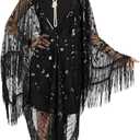 SWEETV Women's 1920s Long Shawl Wraps,Sequin Flapper Evening Shawls for women formal/Party/Wedding/Formal/Harlem night