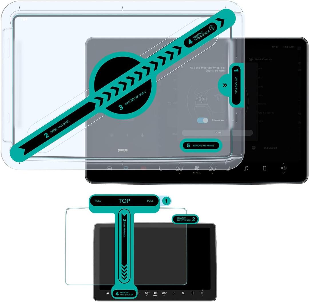 ESR Tempered-Glass Screen Protector for Tesla Model 3 Highland (2024), Matte Glass Film with Alignment Kit, Scratch and Shock Resistant, Bubble Free and Fingerprint Resistant
