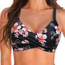 Women Underwire Bikini Top Only - Push Up Bathing Suit Top Padded Swim Bra 2025 Swimsuits Top (Large, Black Floral)