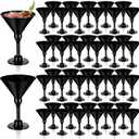 Domensi 40 Pack Black Martini Glasses Bulk Plastic Disposable Champagne Glasses 5 oz Plastic Mimosa Cups Wedding Cocktail Cups for Engagement Birthday 2026 Party Supplies (5.51 x 3.74 Inch)