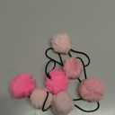 8 Pcs Fluffy Elastic Ball Hair Accessories - Pom Pom Scrunchies in 4 Colors (Pink Series) for Girls, Toddlers and Christmas