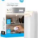 GE 4-in-1 Power Outage Plug In Night Light LED Flashlight for Dorm Room, Apartment Essentials, Battery Operated Lights Emergency Supplies, Dusk to Dawn Sensor Nightlight, 1 Pack, White, 37373