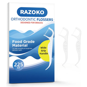 RAZOKO Orthodontic Flossers for Braces, Ortho Dental Floss Picks, Braces Flossers for Kids Teeth & Adults, Unflavored, 75 Count (Pack of 3) Pack of 2