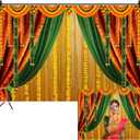 Renaiss 10x8ft Indian Traditional Backdrop Indian Curtain Marriage Macrame Wedding Marigold Garlands Festival Photography Background Anniversary Bridal Baby Shower Party Decor Photo Props