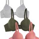 Fruit of The Loom Womens T-Shirt Bra, Desert Dusk/ Grey Heather/ Olive, 36C US