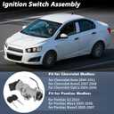 Motoforti No.96261298/96414708 Ignition Lock Cylinder for Chevrolet Aveo 2004-2011 for Pontiac G3 2010 Ignition Switch Cylinder Barrel Lock with 2 Key Set