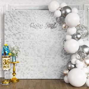 Matte White Sequin Wall Backdrop 36PCS