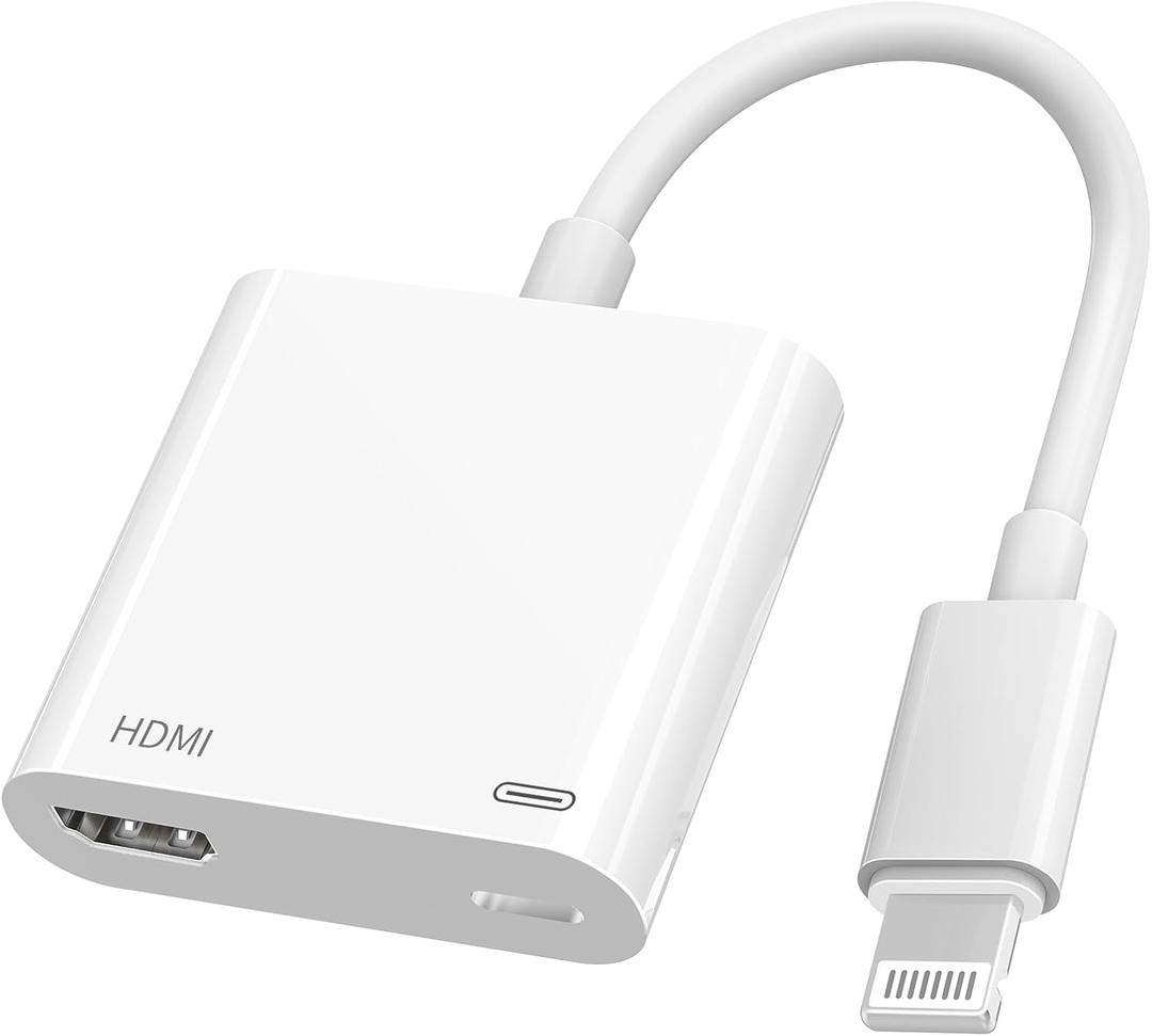 Lightning to HDMI Adapter for iPhone Digital AV Adapter 1080P HD Video HDMI Sync Screen Connector Cable with Charging Port for iPhone 14 13 12 11 X 8 7 iPad on HDTV/Projector/Monitor
