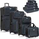 Travel Select Amsterdam Softside Expandable Luggage with Rolling Wheels, Navy, 8-Piece Set (15/21/25/29) with Packing Cubes