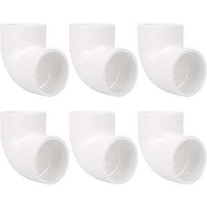 6Pack 1-1/2" 90 Degree Elbow PVC Pipe Fittings 2 Way Right Angle PVC Pipe Fitting, Furniture Build Grade SCH40 (Socket x Socket) 1.50" PVC Fitting Connectors for DIY PVC Shelf Garden Support Structure