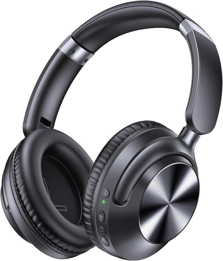 TAGRY Hybrid Active Noise Cancelling Headphones 100H Playtime Wireless Over Ear Bluetooth Headphone with Fast Charging Hi-Res Audio Comfort Earcups Headsets for Travel Home Office Phone PC Black