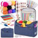 Aeelike Crochet Kit for Beginners Young and Old, First Crochet Kit for Adults Include 23pcs Crochet Hooks, 655 Yards Yarn Set for Crocheting, Instruction, Bag, Crochet Accessories and Supplies, Navy