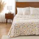 Luxury Printed Fleece Warm Blanket, Soft Lightweight Velvety Plush Throw for Couch and Bed, Cozy Comfy for All Seasons(Cream Various Mushrooms, 9090 Inches)