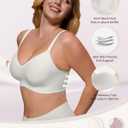 As Fairy Women's Soft Comfortable No Underwire Bras V Neck Seamless Push Up Bralettes Full Coverage T-shirt Brassiere (White) 34C