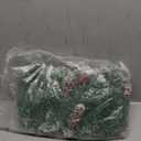 9FT Flocked Christmas Garland, Artificial Snowy Xmas Garland, Indoor Outdoor Winter Garland with Pine Cones and Red Berries for Christmas Decorations Table Mantle Room