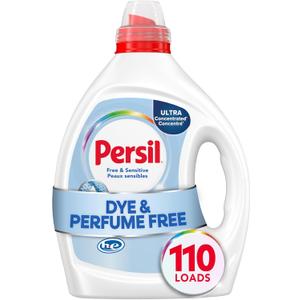 Persil Free & Sensitive Laundry Detergent Liquid, 82.5 Fl Oz, 110 Loads, Ultra Concentrated Laundry Soap, Unscented & Hypoallergenic for Sensitive Skin, All Water Temperatures, HE Safe