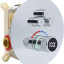 Round Digital Display Shower Valve 3 Way Shower Mixing Valve Concealed Installation Can Use All the Time Polished Chrome