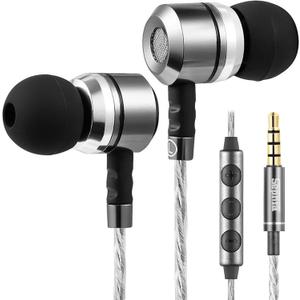 Sephia SP3060VC Wired Earbuds with Microphone, Deep Bass in-Ear Headphones with Noise Isolation, 10mm Drivers, Tangle-Free Cable, 3.5mm Jack