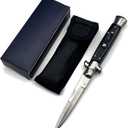 Outdoor Pocket Hunting Knife, push button Knife,Suitable For Camping Hunting Survival (Black)