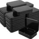 QTLCOHD 50 Pack Metal Rectangular Empty Hinged Tins Black Mini Tin Boxes Containers 3 Ounce Small Tins with Lids for Storage Drawing Pin Candies Jewelry Crafts