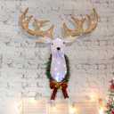 zekirose Lighted Christmas Reindeer Head Wall Decor3D Rudolph Hanging Wreath50 Waterproof Lights for Indoor/Outdoor Use. Decoration during Xmas Holidays. Ideal Christmas Deer Outdoor Decor