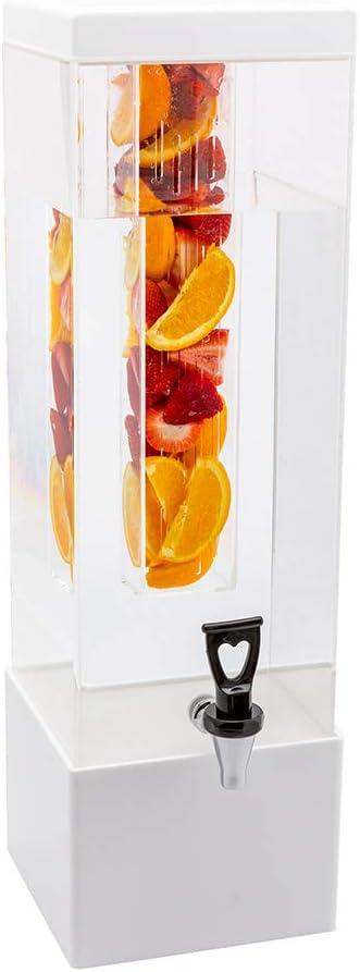 Restaurantware Bev Tek 3 Gallon Beverage Dispenser 1 Square Drink Dispenser For Parties - With Infusion Core Bamboo Base Clear Acrylic Drink Dispenser With Stand Easy-To-Use Spigot