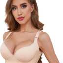 Plus Size Push Up Bra - Hide Back Fat, Smoothing, Supportive Underwire (34C, Beige)