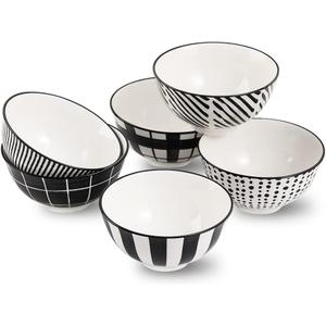Porcelain Dessert Bowls Ice Cream Bowl - Ceramic Small Bowls 10 oz - Littlebowl for Rice | Soup | Snack | Side Dish - Japanese Black and White Bowl Set of 6 - Microwave and Dishwasher Safe - 4.75 Inch Porcelain Dessert Bowls Ice Cream Bowl - Ceramic Small Bowls 10 oz - Littlebowl for Rice | Soup | Snack | Side Dish - Japanese Black and White Bowl Set of 6 - Microwave and Dishwasher Safe - 4.75 Inch