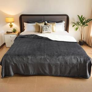 Electric Heated Blanket King Size - 90"x100", Soft Flannel Heating Blanket, 10 Heating Levels, 1-12 H Auto Shut Off, Breathable Warm and Washable for Bed, Dark Grey