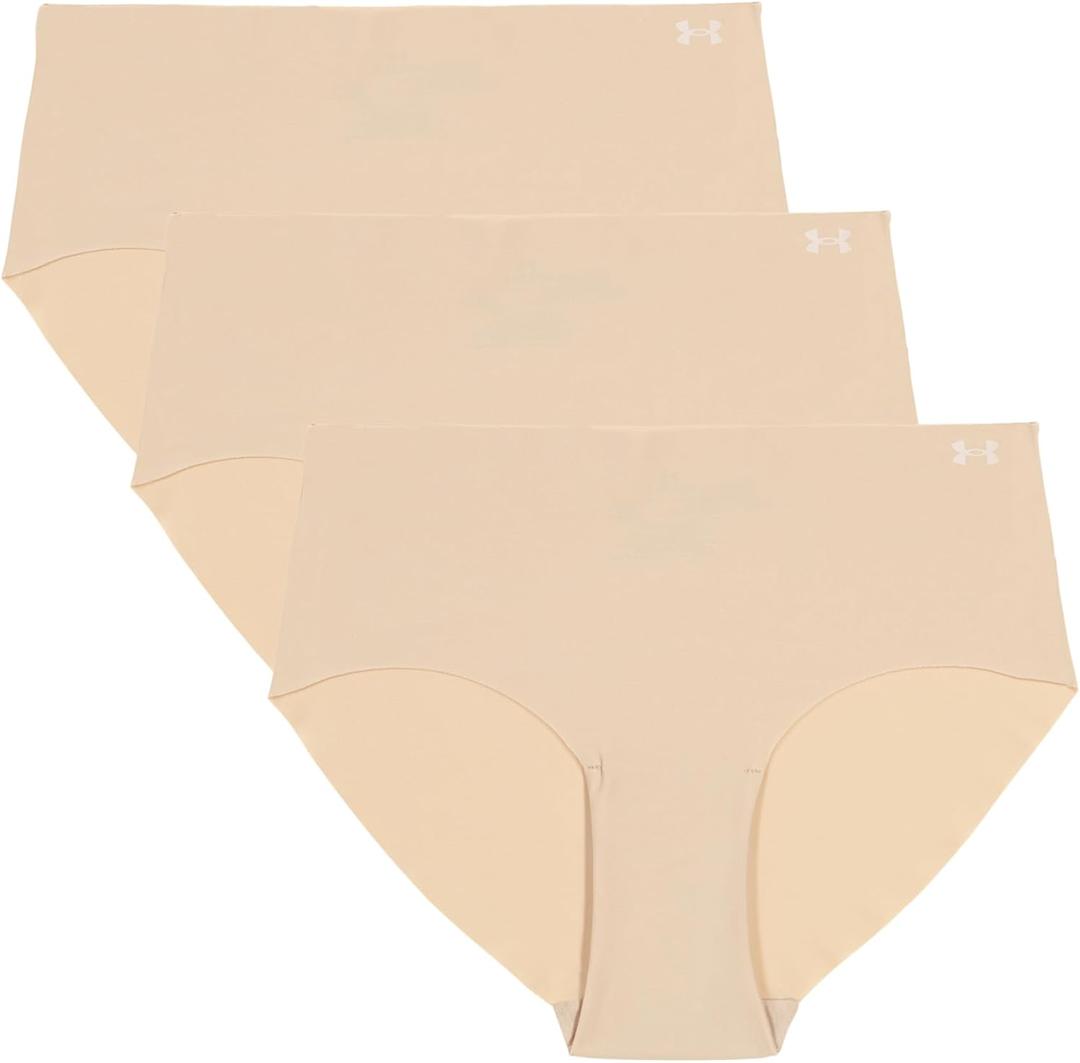 Under Armour Girls' Ua Pure Stretch No Show Hipster-solid3pk,Tourmaline Pink (Small, Hue 500)