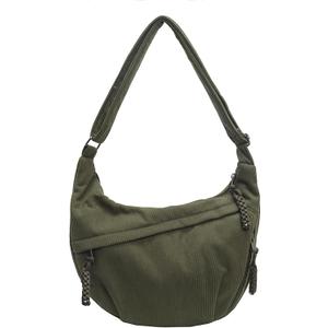 Corduroy Crescent Crossbody Bag Quilted Shoulder Bag Adjustable Strap Casual Handbag Hobo Sling Bag for Women Men