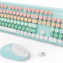 FOPETT 2.4GHz Wireless Keyboard and Mouse Set with Switch Button - Full-Size Keyboard - Compatible for Windows/Laptop/PC/Notebook/Smart TV and More - Green (EK8870 Green Colorful)