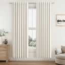 Cream Blackout Curtains 38 Inch Wide by 80 Inch for Living Room Bedroom Back Tab Thermal Insulated 100% Black Out Linen Drapes Room Darkening Window Curtains Ivory