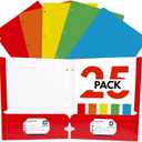 Paper Pocket Folders with 3 Holes for 3 Ring Binders, 2 Pockets with Business Card Slot, Letter Size, Assorted 5 Colors, Bulk Pack for School & Office Use, Report & Presentation Folders (25)