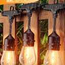 Svater Outdoor Led String Lights 50FT, Patio Lights with 16pcs S14 Shatterproof Bulbs, 1 Watt E26 Dimmable 2700K Warm White, IP65 Waterproof, Commercial Grade Light