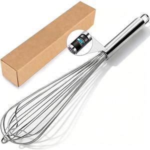 18/10 Stainless Steel Large Whisk, 15.5 inch Heavy Duty Long Whisk Suitable for Deep Pots or Big Bowl, Mixing, Beating, Blending