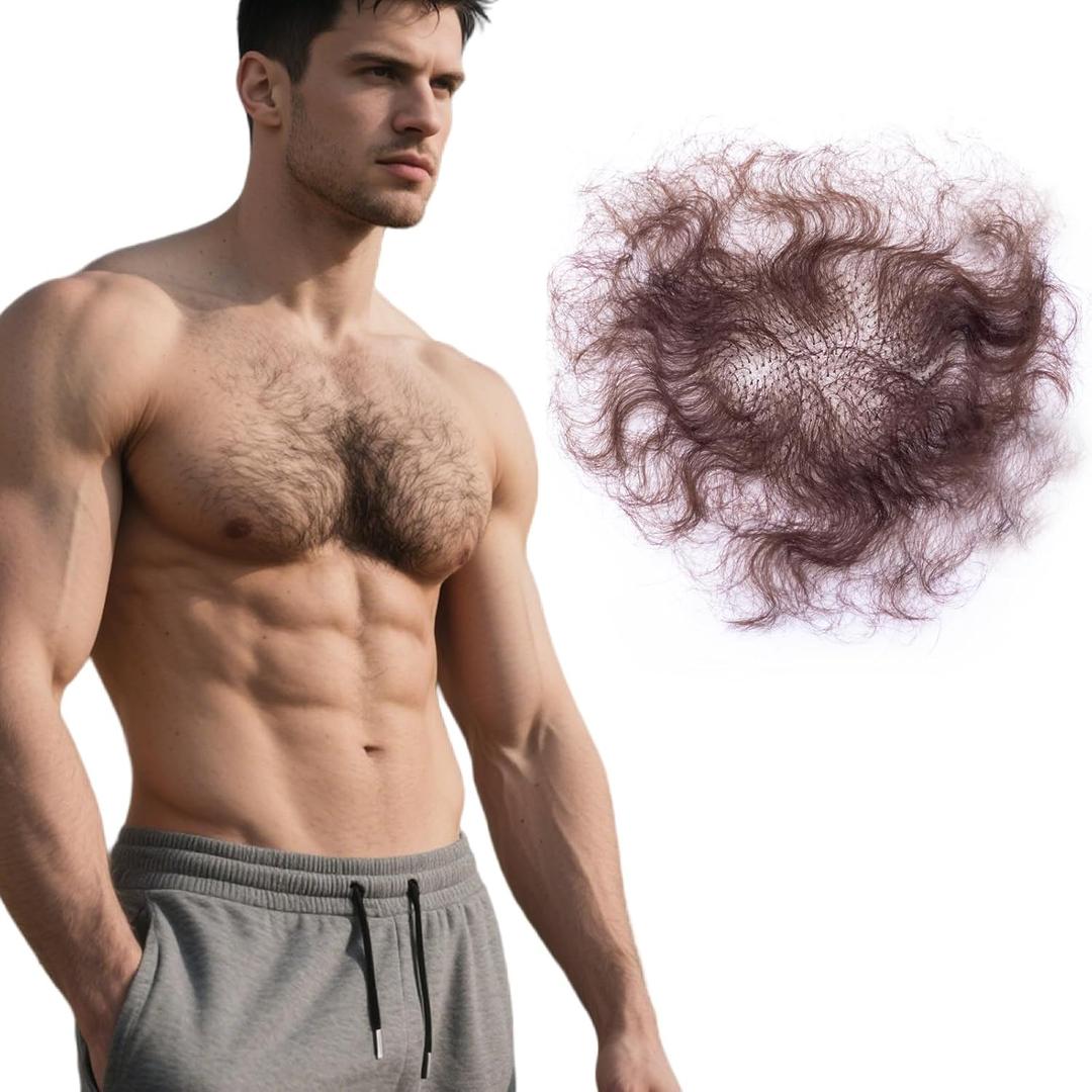 Fake Chest Hair Handmade Full Lace Body Hairs Adding Volume Enhancement of Manliness Invisible Realistic Fake Chest hair