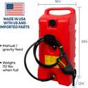 Scepter Duramax Flo N Go 14 Gallon Gas Caddy, 53 Liter Portable Fuel Tank and Fuel Transfer Pump with 10-Foot Hose for Lawn Mower, Farm, Marine, Commercial, and Home Use, Red